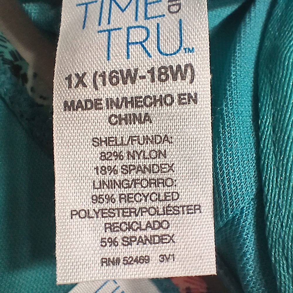 Time and Tru Floral Blue and Pink Swim Set Women's Size Bottoms L TOP 1X - Picture 11 of 12